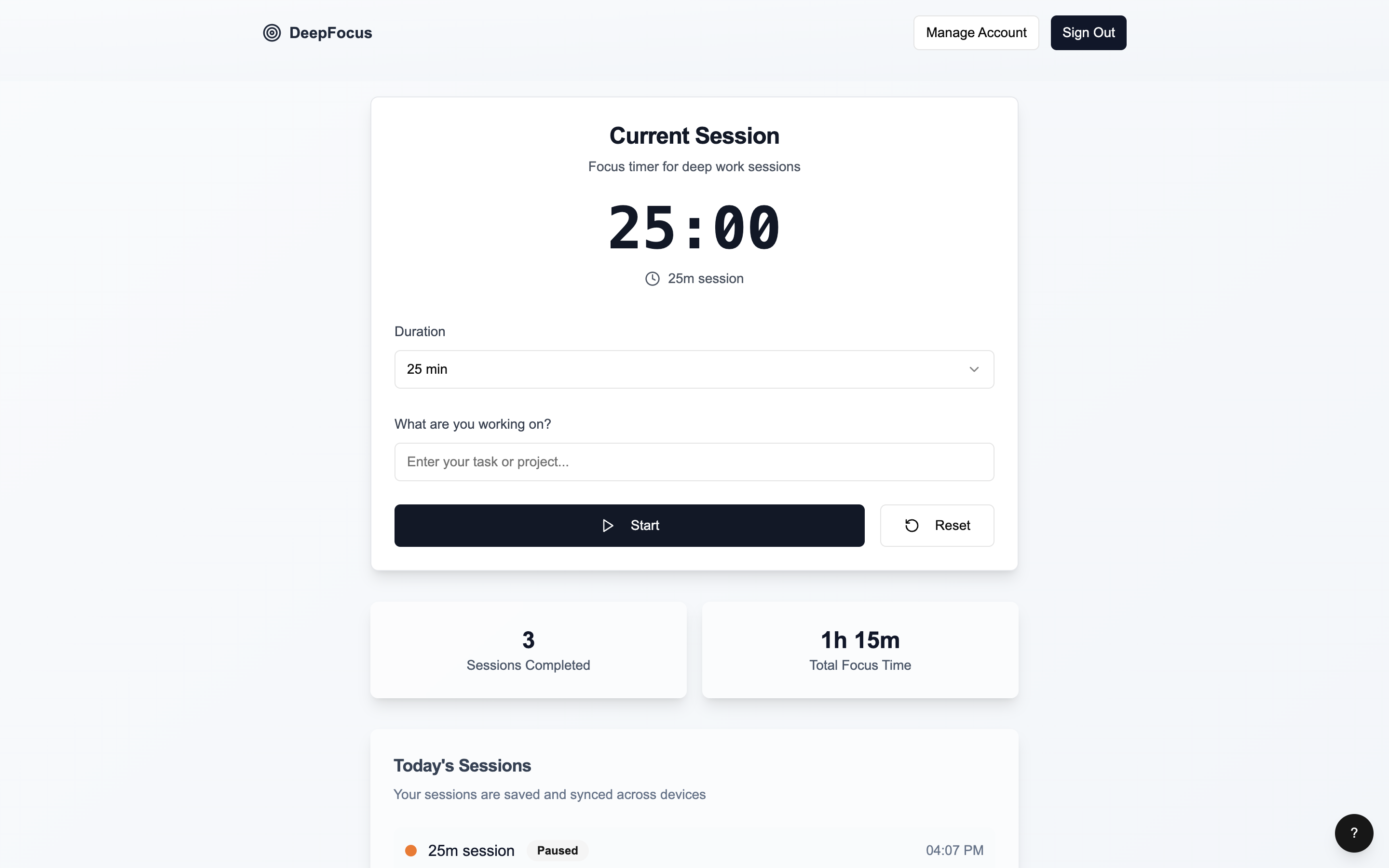 The Deep Work Focus Timer